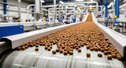 Pellets on production conveyor