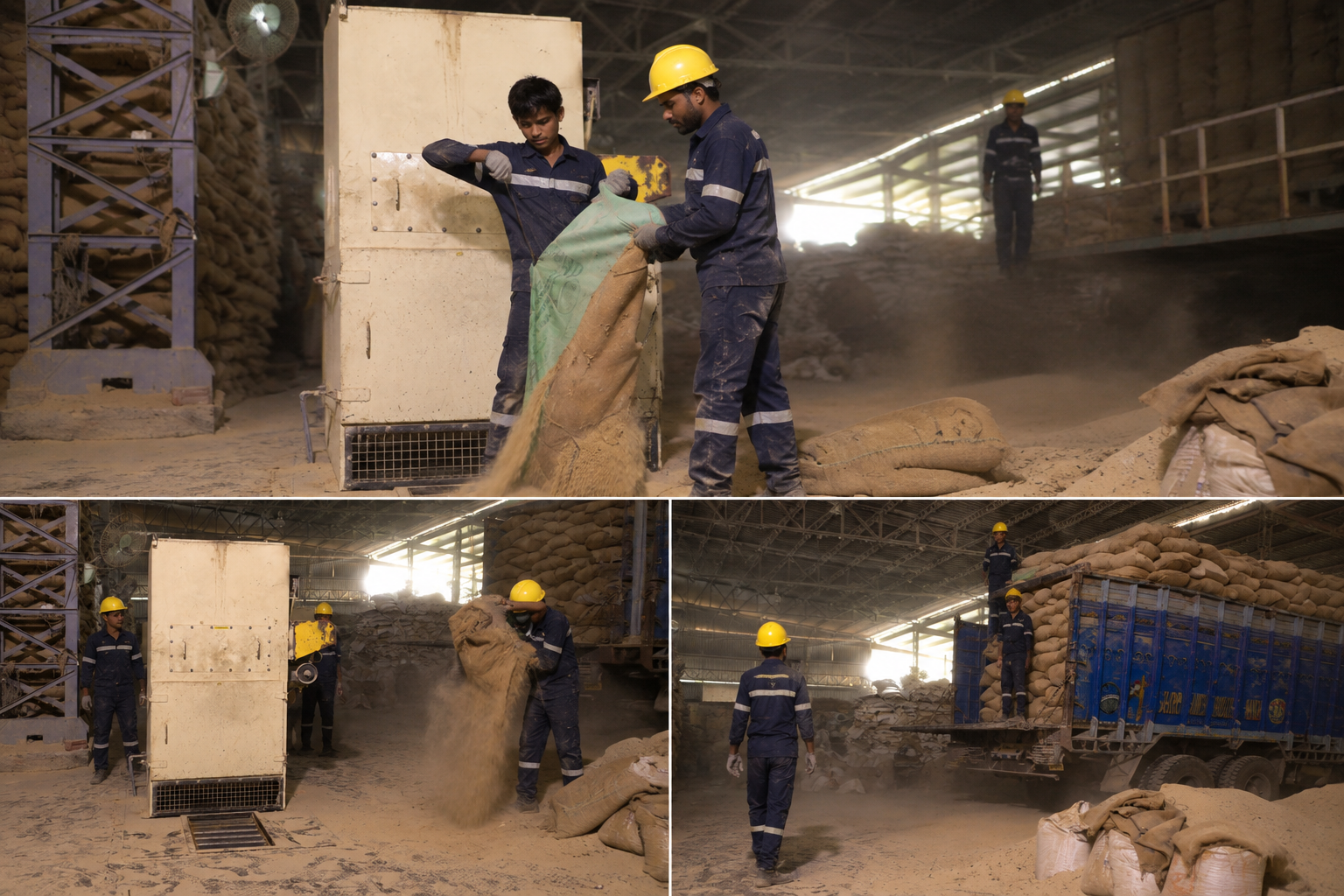 Raw material intake pit and conveying setup